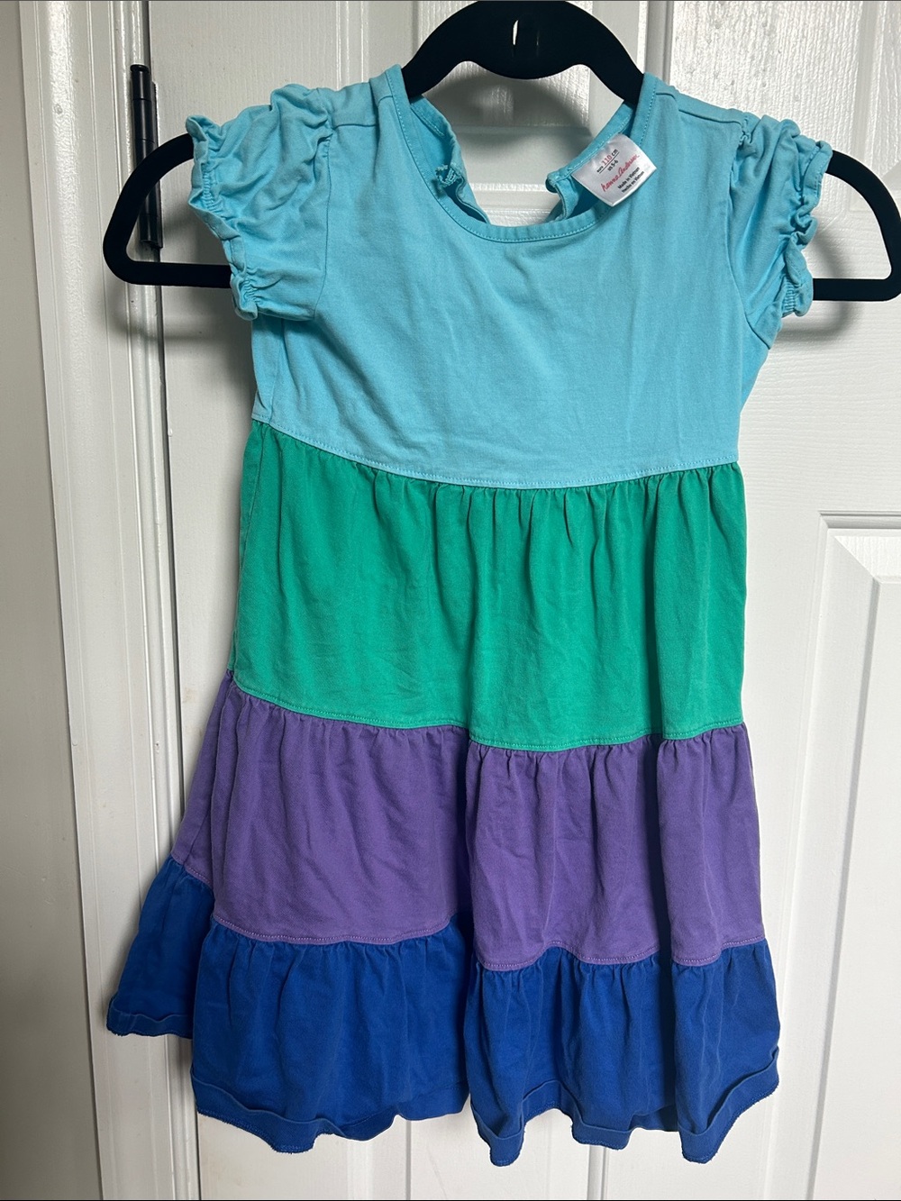 Girls 5-6 Hanna Anderson Colorblock Dress Light Teal, Green, Purple Blue